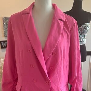 Women's Pink Double-Breasted Blazer with shorts (Set)